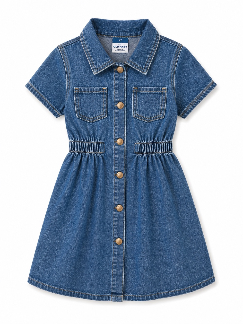 Old Navy Girls Denim Shirt Dress 4T Button Front Chambray Dress